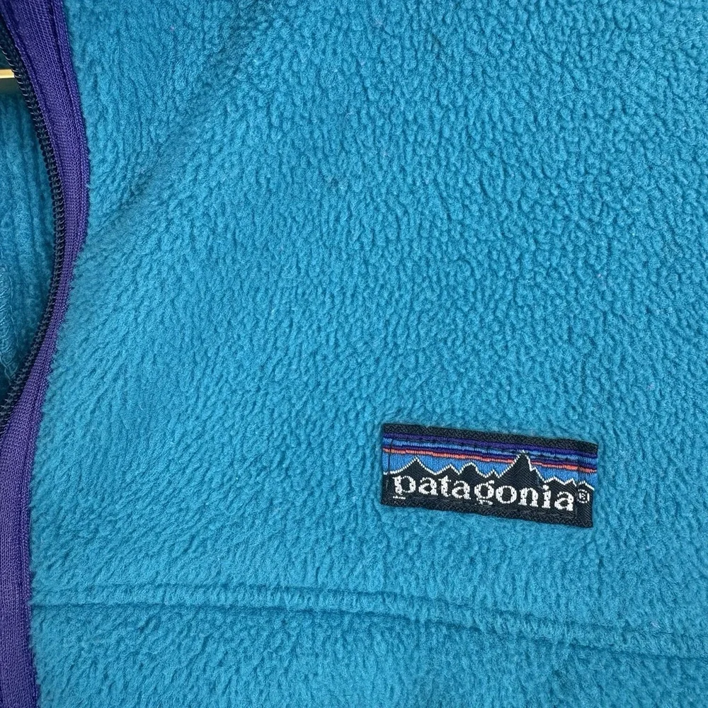 Vintage Patagonia Kids Made in USA Blue Zip‎ Up Fleece Jacket Size 11/12 Large